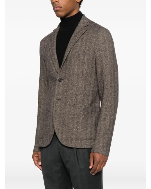 Harris Wharf London Brown Herringbone Two-Button Jacket for men