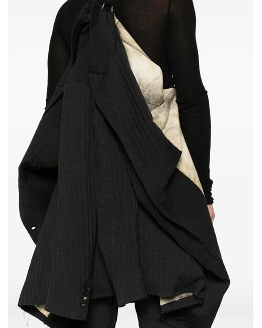 Masnada Black Herringbone-Pattern Buttoned Coat for men