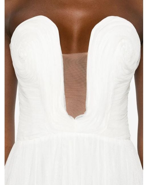 Ana Radu ストラップレス チュールイブニングドレス White