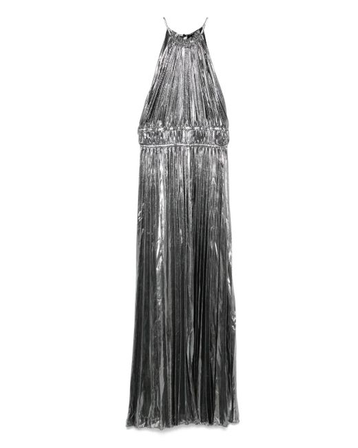 Maje メタリック プリーツワンピース Gray
