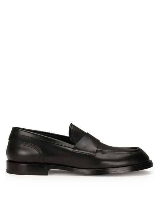 Dolce & Gabbana Black Calfskin Leather Loafers for men