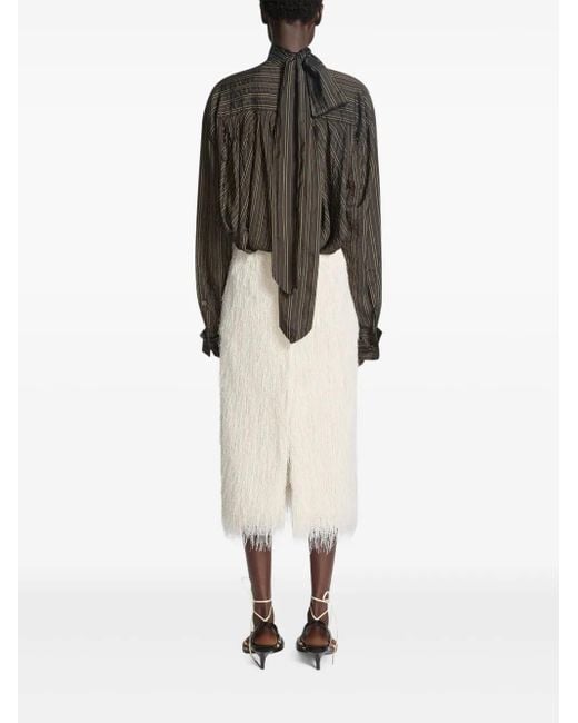 Dries Van Noten White Fringed Skirt