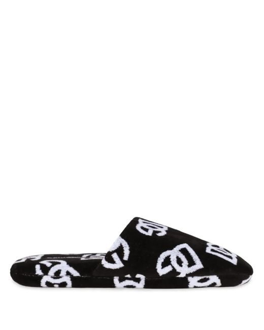 Dolce & Gabbana Black Jacquard Slippers