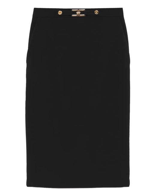 Elisabetta Franchi Black Fitted Pencil Skirt With Accents