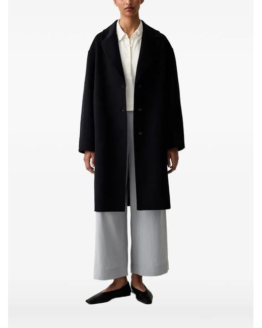 Marc O' Polo Black Notched-Lapels Single-Breasted Coat