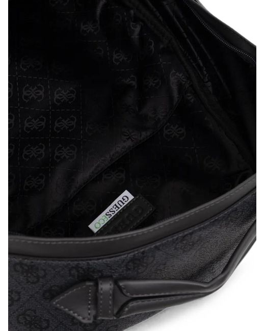 Guess Black Milan Monogram-Print Logo-Plaque Backpack for men