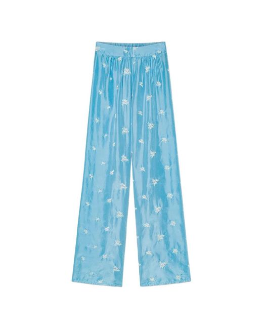 Forte_forte Blue Floral-Pattern Trousers