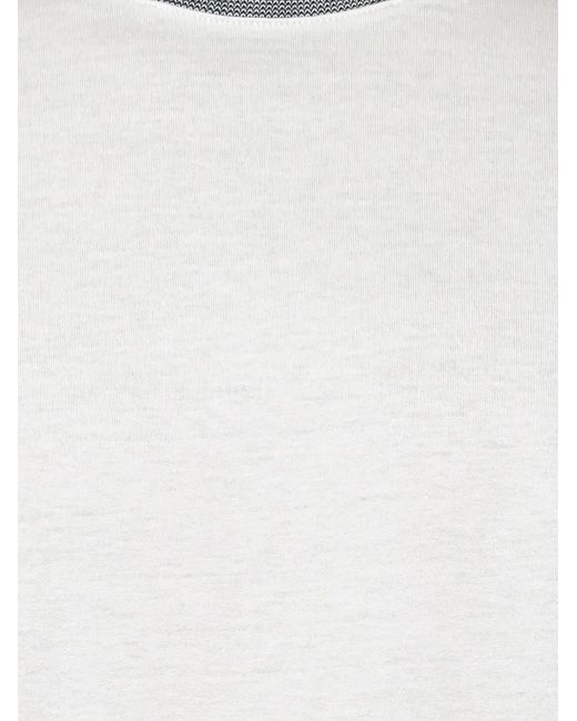 Emporio Armani White Logo-Detail Contrast-Trim T-Shirt for men