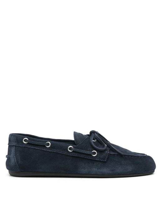 Miu Miu Blue Logo-Embossed Suede Loafers