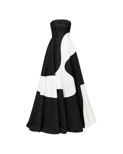Alice + Olivia Black Bridgette Strapless Jacquard Maxi Dress