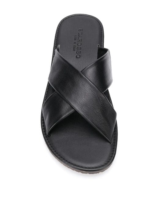 Scarosso Black Adriano Crossover Sandals for men