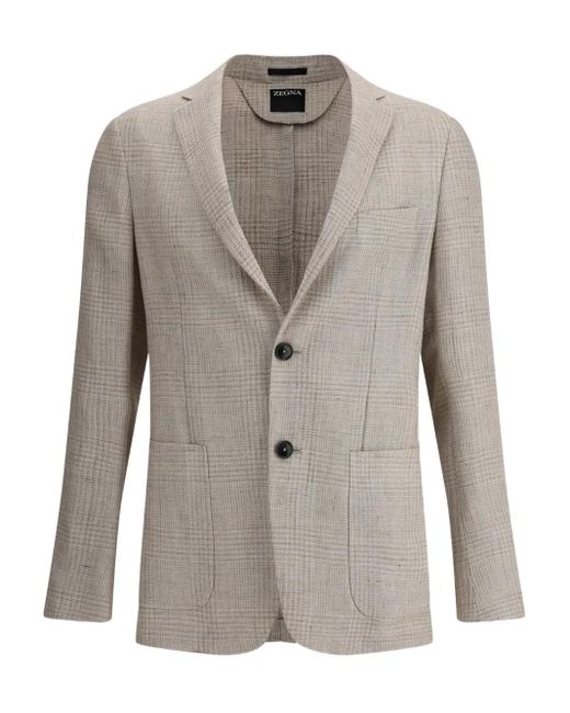 Zegna Gray Single-Breasted Blazer for men
