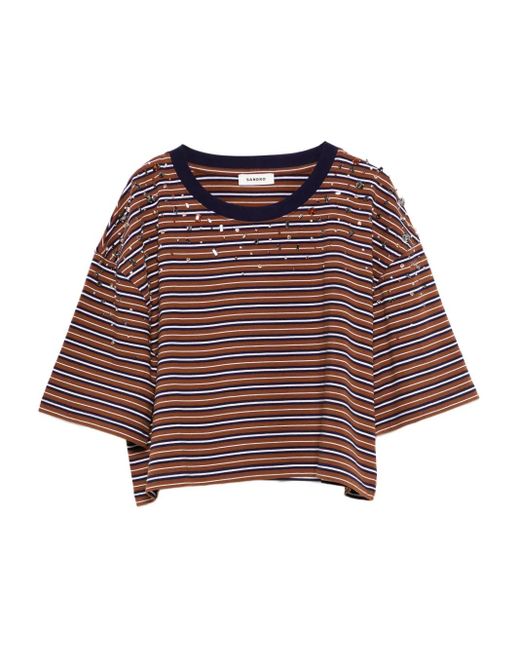Sandro Red Striped T-Shirt