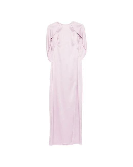 Amsale Pink Column Cape Maxi Dress
