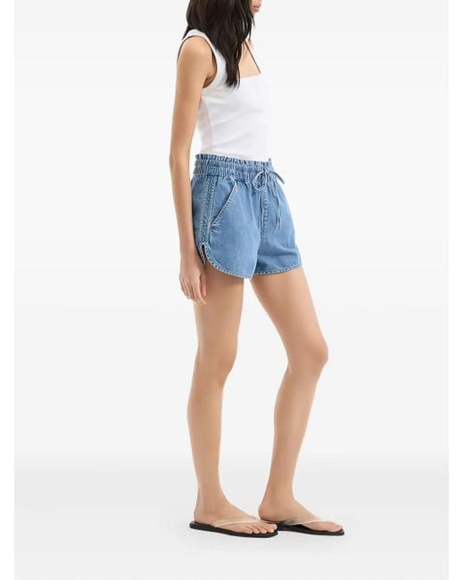 Veronica Beard Nessie Dolphin Denim Shorts Met Elastische Taille in het Blue