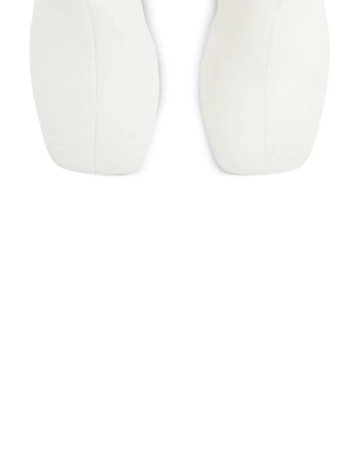Courreges White Square-Toe Leather Ankle Boots