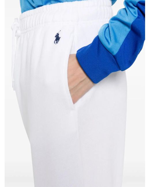 Polo Ralph Lauren White Polo Pony Motif Embroidered Logo Track Pants