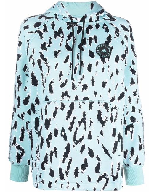 Sudadera con motivo de leopardo y capucha adidas By Stella McCartney de  Algodón de color Azul | Lyst