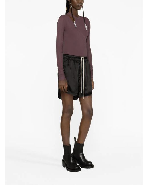 Rick Owens Black High-Low Drawstring Shorts