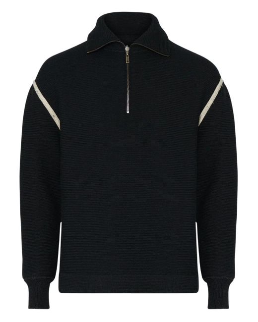Maison Margiela Half-Zip Elbow-Patch Sweater in Black for Men | Lyst