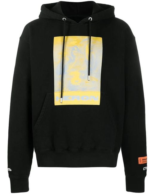Heron Preston Black Litho Organic Cotton Hoodie for men