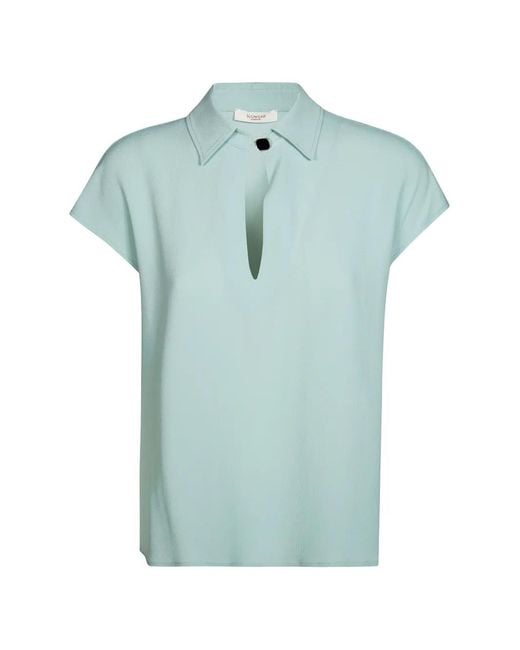 Slowear Blue Crepe Polo Top