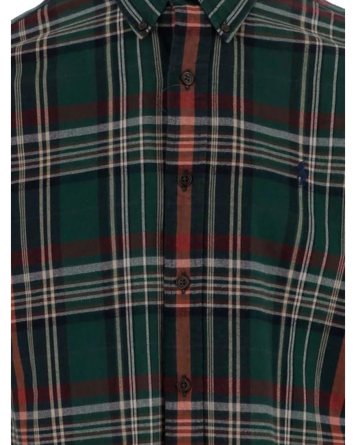Polo Ralph Lauren Green Check-Pattern Button-Down Shirt for men
