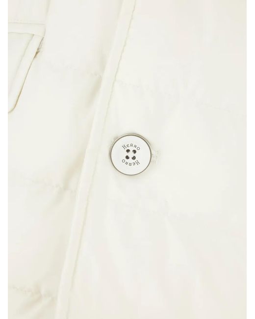 Herno White Quilted Button-Fastening Padded Jacket for men