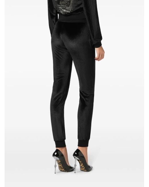 Philipp Plein Black Strass Skull Trousers