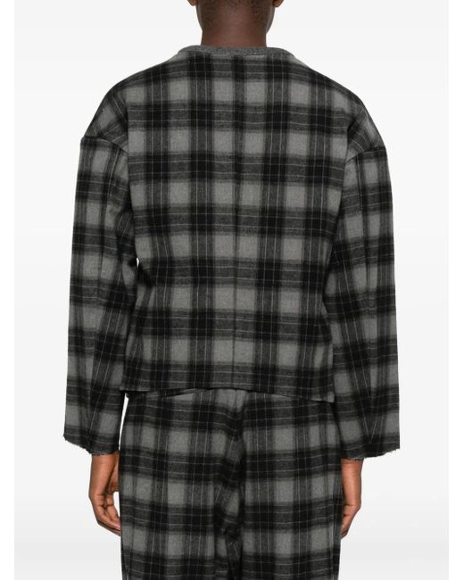 Individual Sentiments Black Plaid-Pattern Cardigan for men