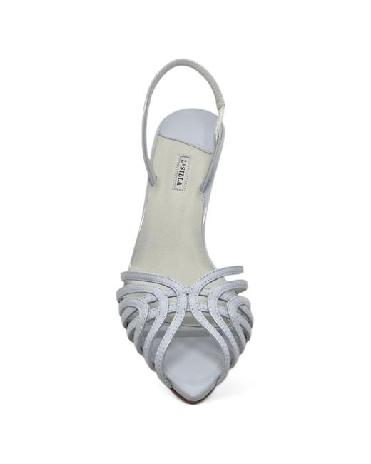 Le Silla White Embrace Cage-Strap Slingback Sandals