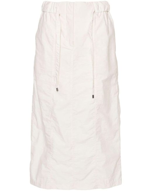 Brunello Cucinelli White Seam-detail Midi Skirt