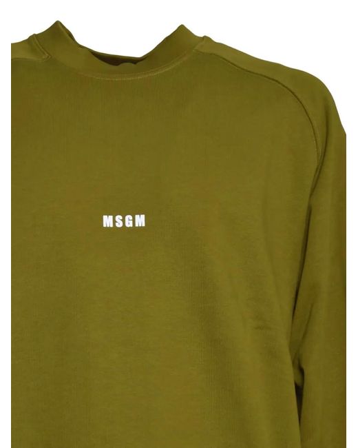 MSGM Green Logo Crew-Neck Sweatshirt for men