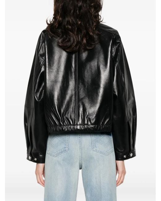 Sandro Black Zip-Up Leather Jacket