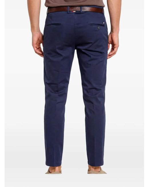 Mason's Blue Torino Flex Logo-Embroidered Turn-Up Trousers for men