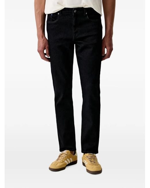 Karl Lagerfeld Black Logo-Patch Straight-Leg Jeans for men