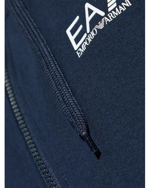 EA7 Blue Hooded Zip-Up Tracksuit for men