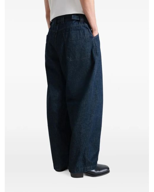 Lemaire Blue Pleated Workwear Jeans for men