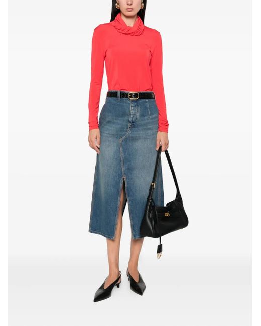 Victoria Beckham Blue Denim A-Line Skirt