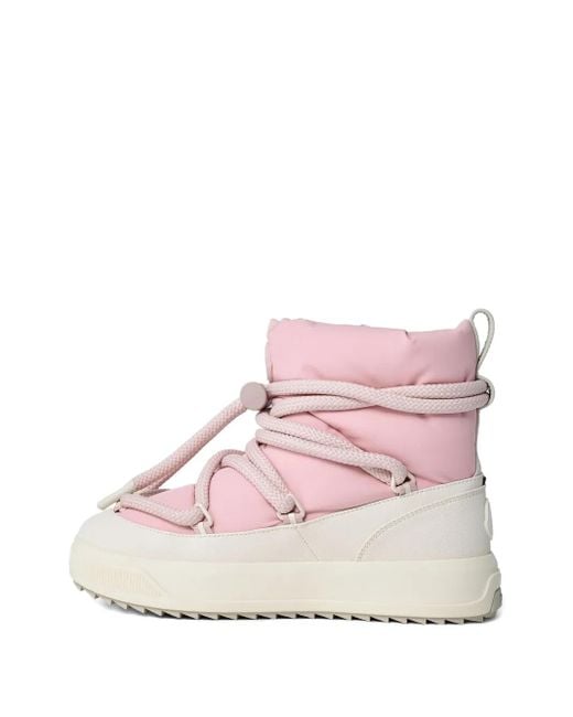 Moncler Pink Padded Lace-Up Boots