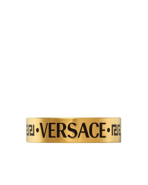 Versace Metallic Logo-Engraved Ring for men