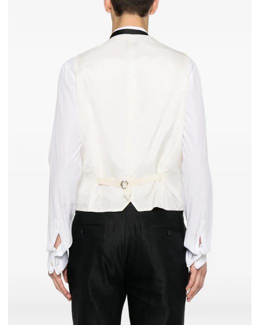 Tagliatore White Buttoned Waistcoat for men