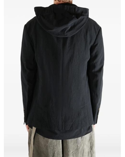 Ziggy Chen Black Single-Breasted Crinkled Jacket for men