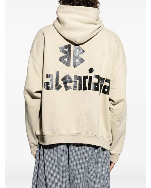 Balenciaga Natural Tape Type Ripped Pocket Hoodie