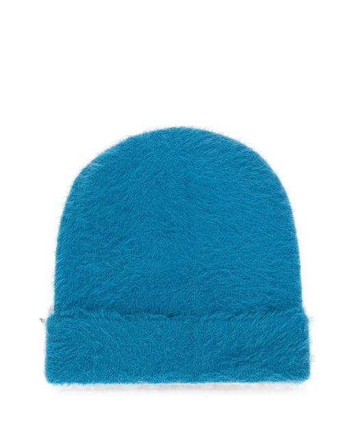 Fendi Blue Logo-Patch Beanie Hat