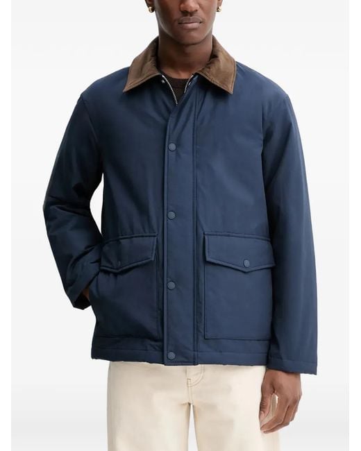 Marc O' Polo Blue Corduroy-Collar Water-Repellent Jacket for men