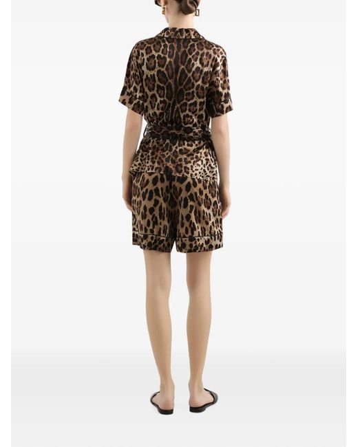 Dolce & Gabbana Black Leopard-print Tie-waist Shirt