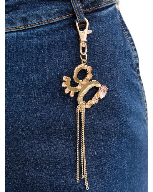 Fracomina Blue Charm-Detail Wide-Leg Jeans