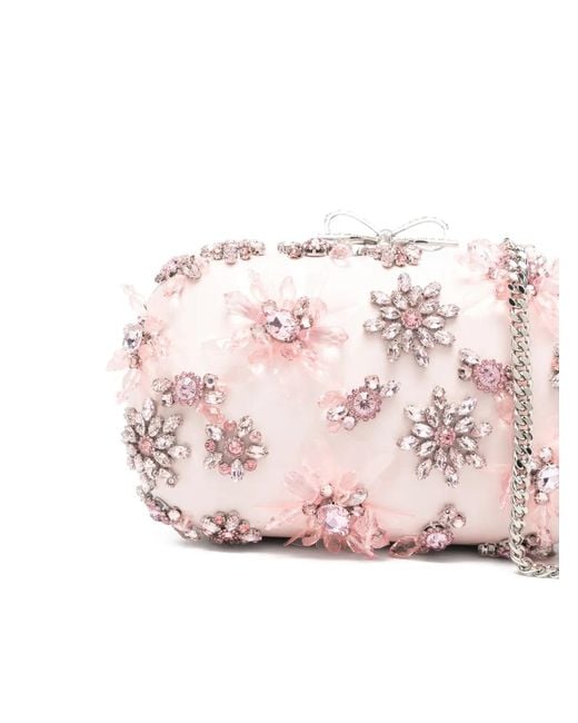Self-Portrait Pink Embellished Clutch