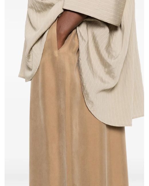 ELEH Natural Ruffled High-Waisted Trousers